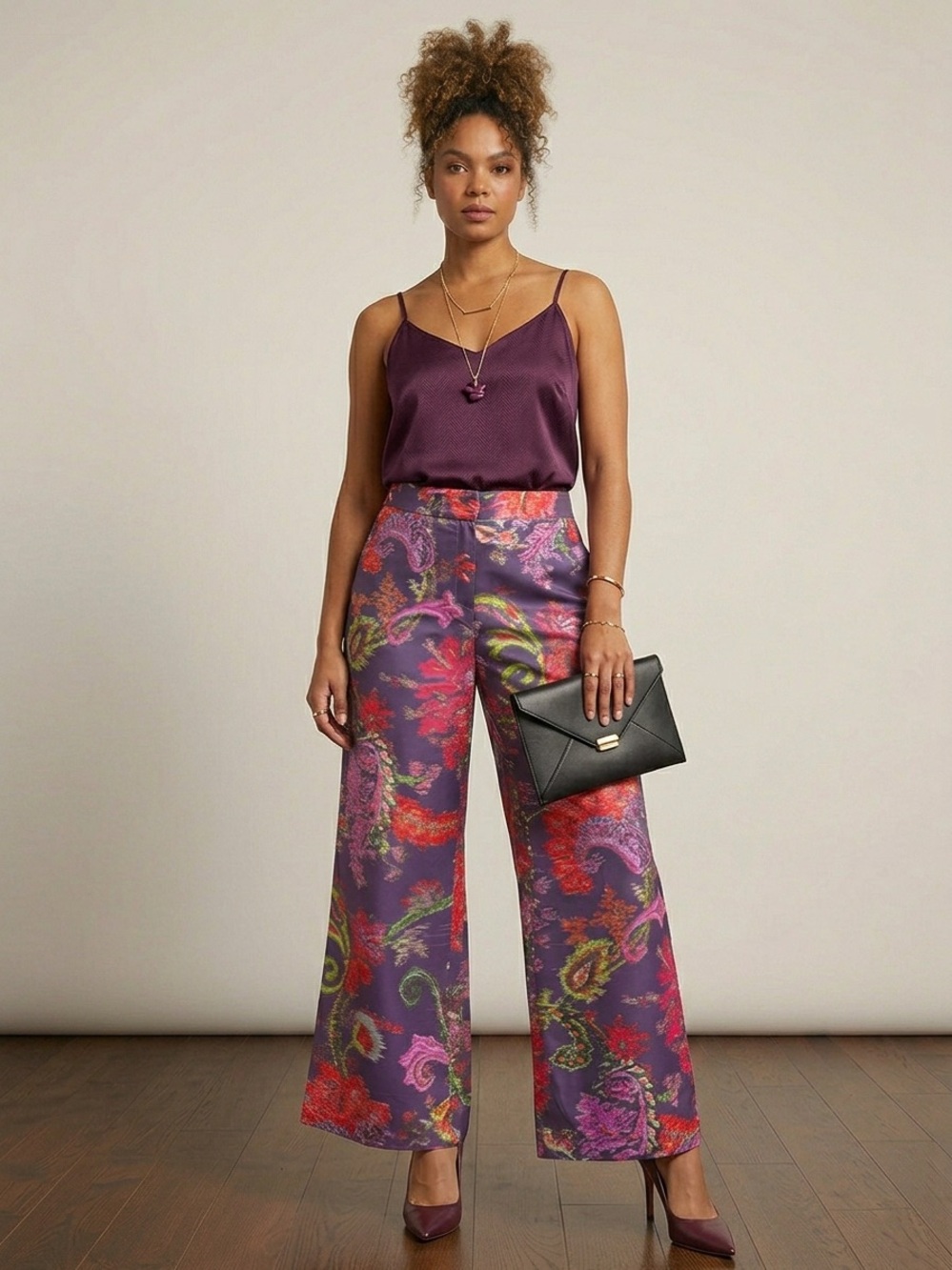 H&M Floral Print wide leg Cut Pants size 12